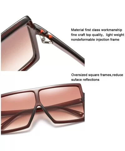 Oversized Square Flat Top Huge Fashion Sunglasse for Women Men Light Weight - Brown Frame Brown Lens - CB18H272DIT $21.55 Ove...