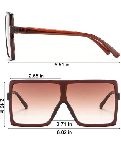 Oversized Square Flat Top Huge Fashion Sunglasse for Women Men Light Weight - Brown Frame Brown Lens - CB18H272DIT $21.55 Ove...