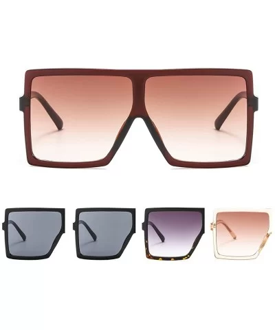 Oversized Square Flat Top Huge Fashion Sunglasse for Women Men Light Weight - Brown Frame Brown Lens - CB18H272DIT $21.55 Ove...