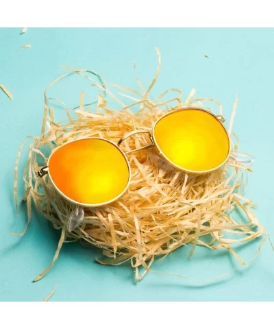 Classic Retro Metal Frame Round Circle Mirrored Sunglasses Men Women Glasses 3447 - Orange Glass - CY12JPLNGR5 $19.17 Aviator