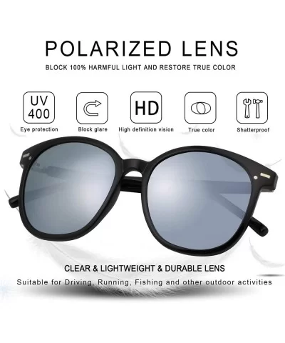 Oversize Polarized Sunglasses-UV400 Protection-Retro for Men/Women - Laus Unique_c1_silver - CL18W8UT3A3 $36.37 Oval