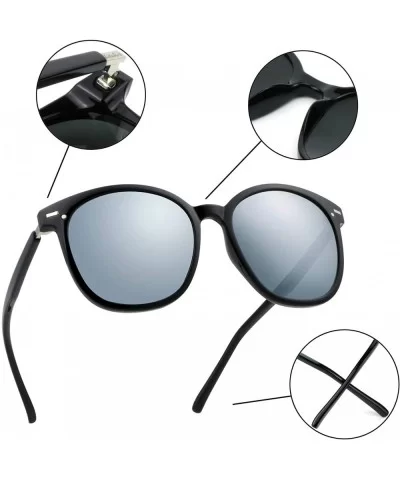 Oversize Polarized Sunglasses-UV400 Protection-Retro for Men/Women - Laus Unique_c1_silver - CL18W8UT3A3 $36.37 Oval