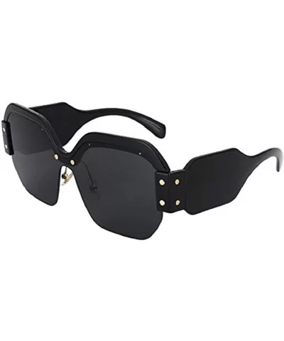 Semi Rimless Sunglasses For Women Trendy Candy Color Designer Glasses - Black - C618COKGYLG $11.87 Oversized