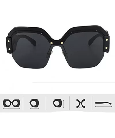 Semi Rimless Sunglasses For Women Trendy Candy Color Designer Glasses - Black - C618COKGYLG $11.87 Oversized