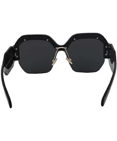 Semi Rimless Sunglasses For Women Trendy Candy Color Designer Glasses - Black - C618COKGYLG $11.87 Oversized