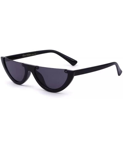 Clout Goggles Cat Eye Sunglasses Half Frame Vintage Mod Style Retro Kurt Cobain Eyewear - Black - C618E3CKK0L $11.86 Rectangular