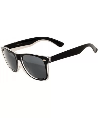 New Fashion Retro 2 Tone Vintage Style Sunglasses Mirror Lens. (White-Black-Mirror - Mirror) - Black- Smoke Lens - CW11NRVMIQ...