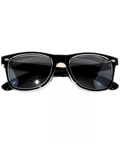 New Fashion Retro 2 Tone Vintage Style Sunglasses Mirror Lens. (White-Black-Mirror - Mirror) - Black- Smoke Lens - CW11NRVMIQ...