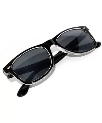 New Fashion Retro 2 Tone Vintage Style Sunglasses Mirror Lens. (White-Black-Mirror - Mirror) - Black- Smoke Lens - CW11NRVMIQ...