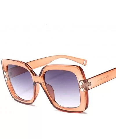 Vintage Big Square Sunglasses Women Oversized Sun Glasses Female Lady Shades UV400 - Orange Gray - CK1998U00HS $14.76 Oversized