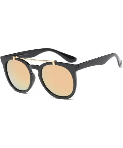 Unisex Brow-Bar Retro Vintage Round Oversized Fashion UV Protection Sunglasses - Peach - CC18WTI87AQ $30.71 Oversized