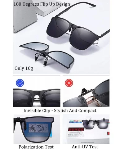 Clip On Sunglasses Polarized Unisex Large Lightweight For Prescription Glasses - C1198UC8XK7 $22.37 Square