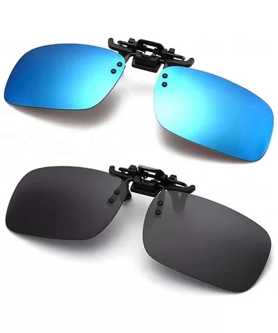 Polarized Clip-on Sunglasses Anti-Glare Driving Glasses for Prescription Glasses - Blue + Black - C518Y9IQ4QY $20.27 Wayfarer