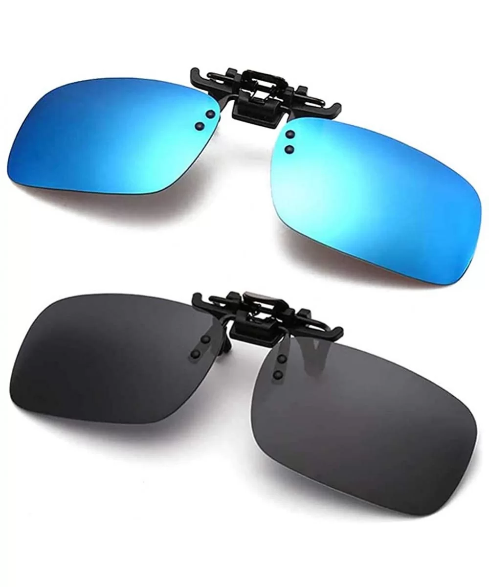 Polarized Clip-on Sunglasses Anti-Glare Driving Glasses for Prescription Glasses - Blue + Black - C518Y9IQ4QY $20.27 Wayfarer