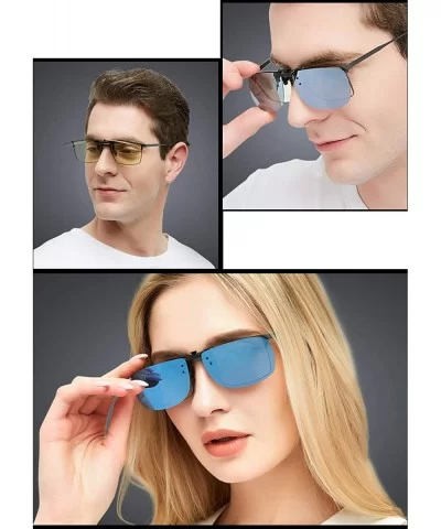 Polarized Clip-on Sunglasses Anti-Glare Driving Glasses for Prescription Glasses - Blue + Black - C518Y9IQ4QY $20.27 Wayfarer