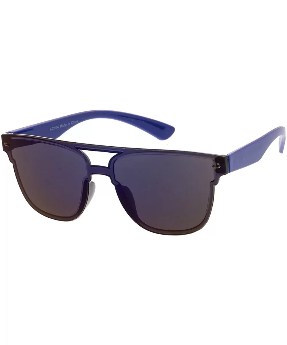 Kids Size Minimal Urban Modern"Flat-Lined" Flat Lens Sunglasses - Blue - CO18GXZQK0D $12.19 Shield