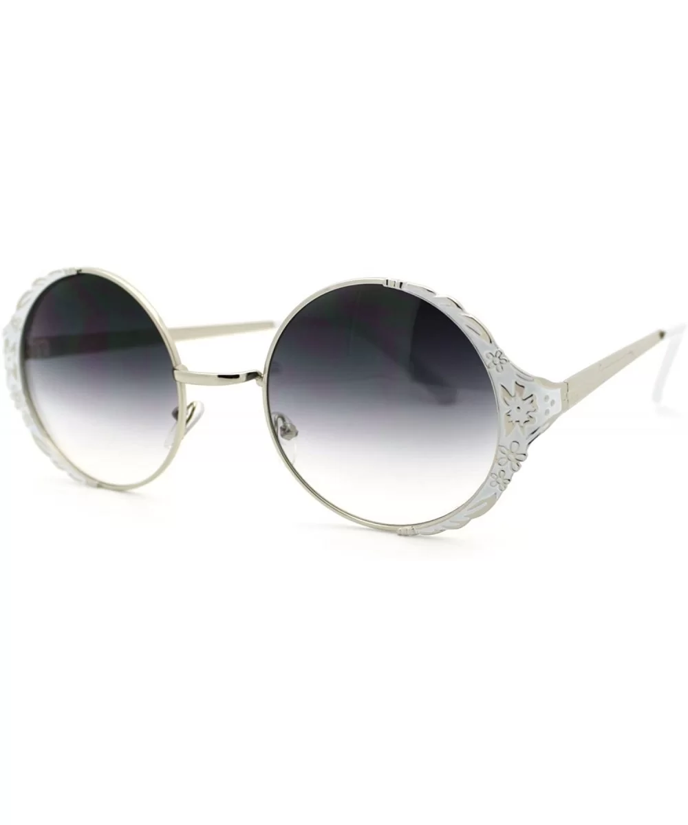 Lovely Vintage Fashion Round Circle Metal Frame Sunglasses - Silver White - C811OCI2IF3 $14.10 Round