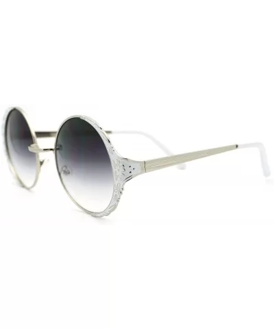 Lovely Vintage Fashion Round Circle Metal Frame Sunglasses - Silver White - C811OCI2IF3 $14.10 Round