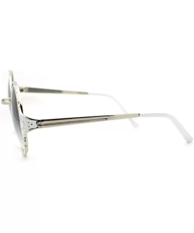 Lovely Vintage Fashion Round Circle Metal Frame Sunglasses - Silver White - C811OCI2IF3 $14.10 Round