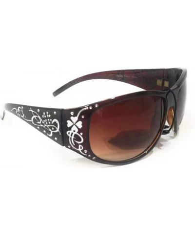 Womens Eyewear Glasses Western Sunglasses - Brown Heart Clover - CG18IZ7K4H6 $17.47 Rectangular