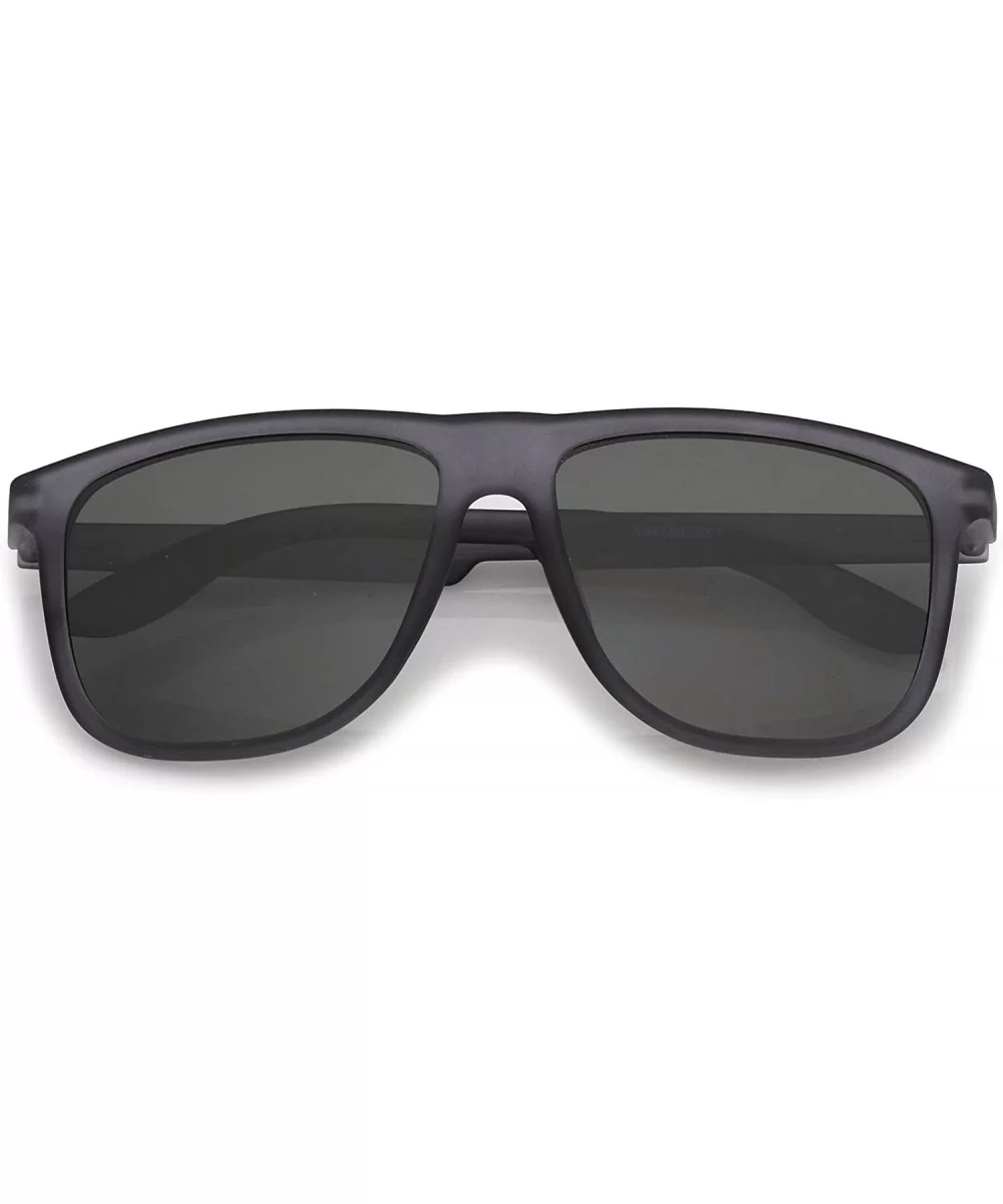 Lifestyle Rubberized Matte Finish Flat Top Square Sunglasses 55mm - Rubberized Smoke / Smoke - C212NT9UIQ5 $13.76 Square