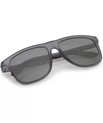 Lifestyle Rubberized Matte Finish Flat Top Square Sunglasses 55mm - Rubberized Smoke / Smoke - C212NT9UIQ5 $13.76 Square