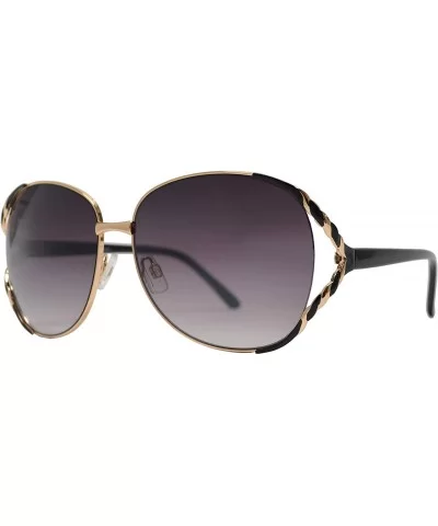 Womens Fashion Designer Elegant Butterfly Sunglasses - Gradient UV 400 Protection - Black Gold + Smoke - C2193QC85MT $18.35 R...