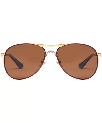 Metal Frame Polarized Aviator Sunglasses UV400 Protection Spring Hinge Men Women Outdoor VC1020 - Brown - CL18I4QE496 $21.75 ...