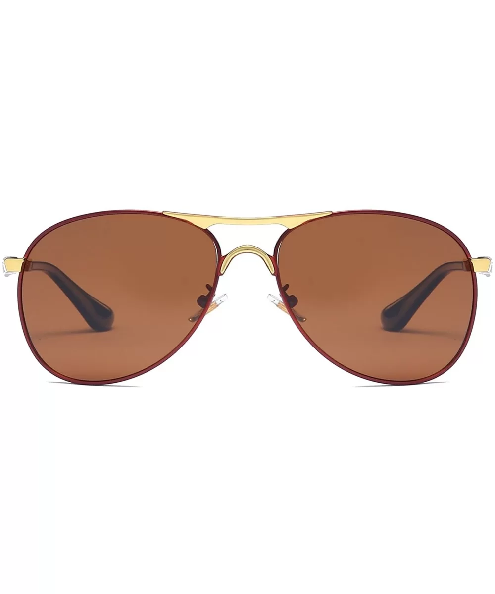 Metal Frame Polarized Aviator Sunglasses UV400 Protection Spring Hinge Men Women Outdoor VC1020 - Brown - CL18I4QE496 $21.75 ...