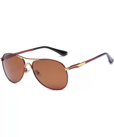 Metal Frame Polarized Aviator Sunglasses UV400 Protection Spring Hinge Men Women Outdoor VC1020 - Brown - CL18I4QE496 $21.75 ...