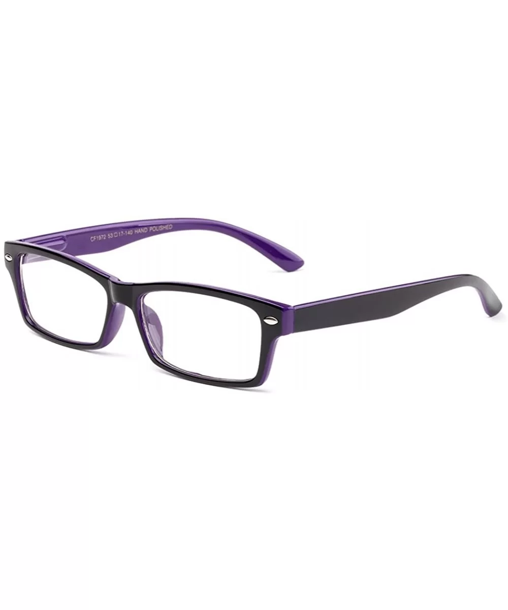 Clear Frames Nerd Geek Squared Simple Spring Hinges Fashion Clear Glasses - Purple - CY12L9ZOR1T $13.06 Round