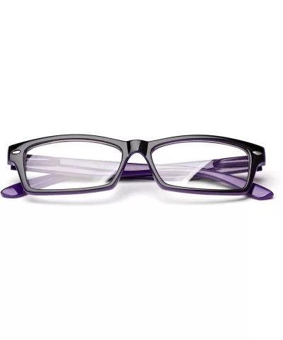 Clear Frames Nerd Geek Squared Simple Spring Hinges Fashion Clear Glasses - Purple - CY12L9ZOR1T $13.06 Round