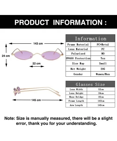 Vintage Slender Oval Sunglasses for Women Small Metal Frame Candy Colors Lens - Gold Frame Purple Lens - CP18YOMOLET $12.11 Oval