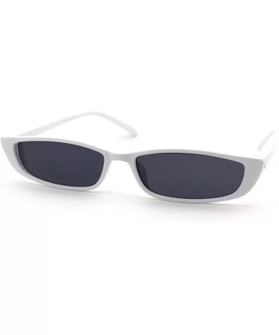 Mod Narrow Rectangular Retro Dad Shade Pleastic Sunglasses - White Black - C018W0L25G8 $11.88 Rectangular
