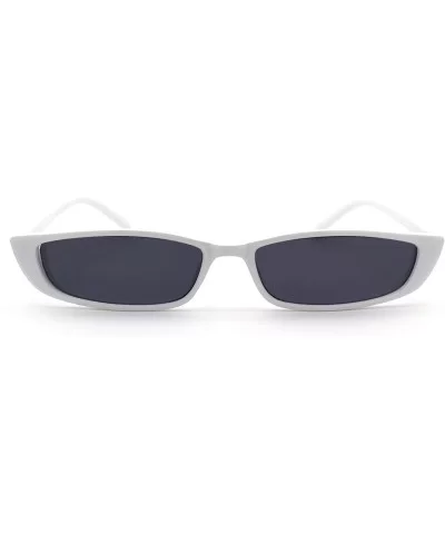 Mod Narrow Rectangular Retro Dad Shade Pleastic Sunglasses - White Black - C018W0L25G8 $11.88 Rectangular