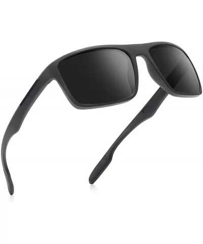 Polarized Sunglasses Unbreakable Protection - Matt Grey Frame/Grey Lens - CD18U0ZKK0G $20.60 Rectangular