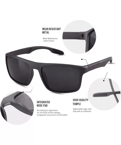 Polarized Sunglasses Unbreakable Protection - Matt Grey Frame/Grey Lens - CD18U0ZKK0G $20.60 Rectangular