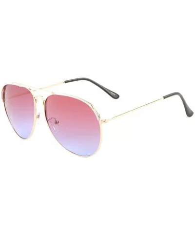 Oceanic Color Coil Rim Ornament Modern Round Aviator Sunglasses - Pink Blue - CY190EUY984 $21.12 Round