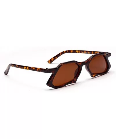 Vintage Polygon Sunglasses Men High Fashion Sun Glasses for Ladies Unisex Gift - Leopard With Brown - CR18HDWY04R $12.23 Square