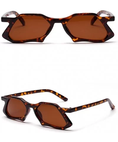 Vintage Polygon Sunglasses Men High Fashion Sun Glasses for Ladies Unisex Gift - Leopard With Brown - CR18HDWY04R $12.23 Square