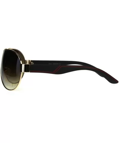 Mens Oversize Shield Racer Pilots Metal Rim Designer Sport Sunglasses - Gold Black Brown - C6189IQ84NC $17.21 Shield