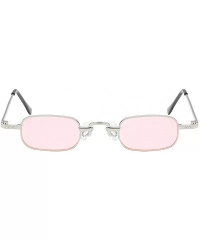 Vintage Small Square Punk Sunglass Metal Rectangle Sunglass - Silver Frame Pink Lens - CY18ADMTG5M $12.55 Square