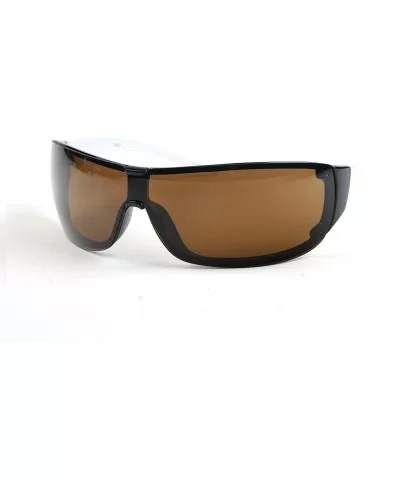Unisex Fashion Sporty Wraparound Sunglasses P850 - White-brown Lens - CF11CNDUPH7 $13.02 Wrap