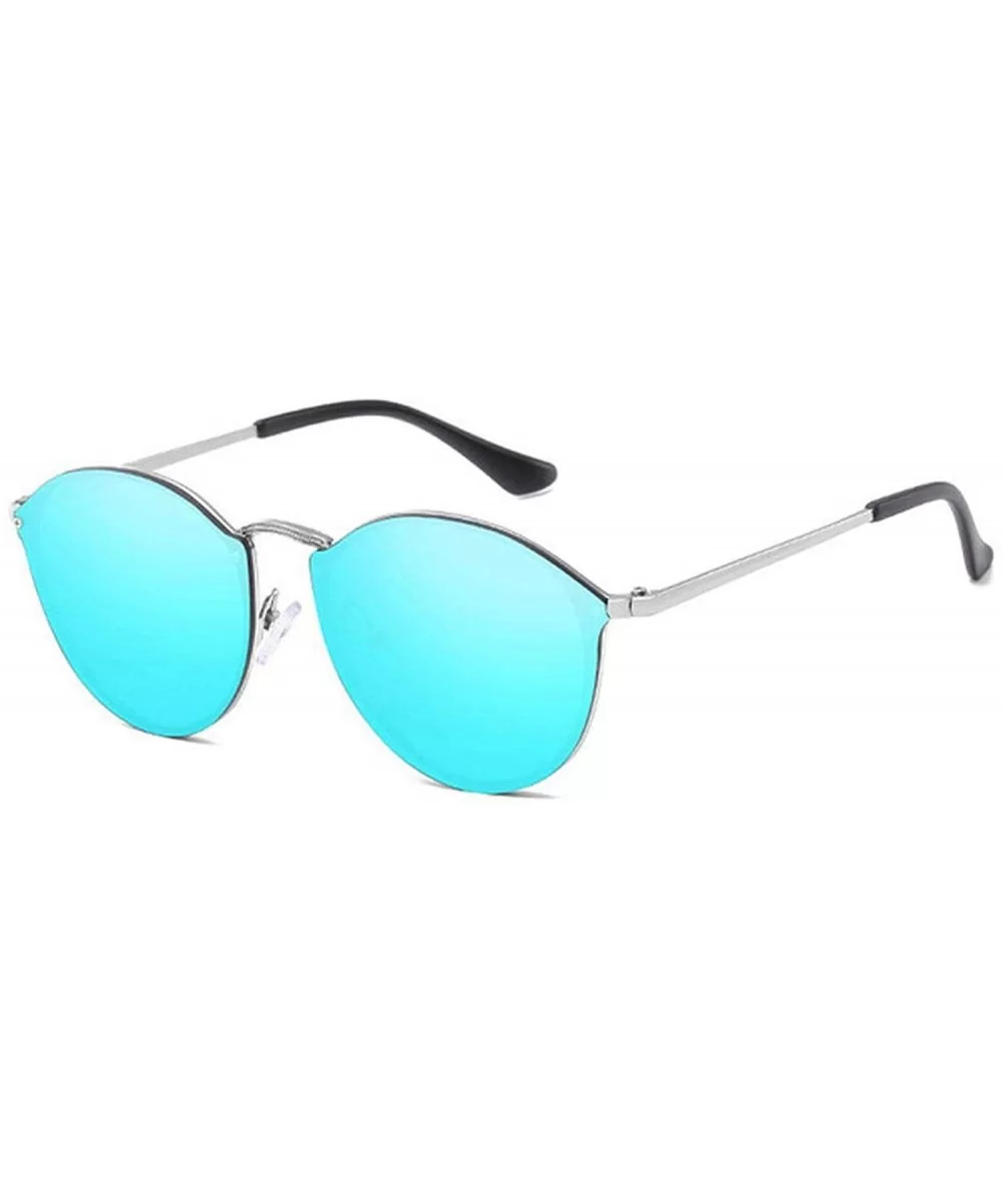 Retro Sunglasses Women 2019 Mirror Pink Round Vintage Sun Glasses Er Dames - Silver-mirror Blue - CQ198AHU22I $31.84 Goggle