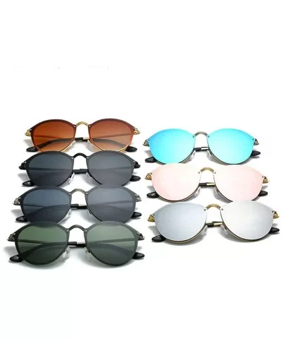 Retro Sunglasses Women 2019 Mirror Pink Round Vintage Sun Glasses Er Dames - Silver-mirror Blue - CQ198AHU22I $31.84 Goggle