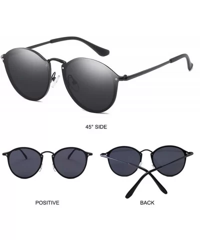 Retro Sunglasses Women 2019 Mirror Pink Round Vintage Sun Glasses Er Dames - Silver-mirror Blue - CQ198AHU22I $31.84 Goggle