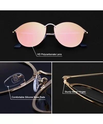 Retro Sunglasses Women 2019 Mirror Pink Round Vintage Sun Glasses Er Dames - Silver-mirror Blue - CQ198AHU22I $31.84 Goggle