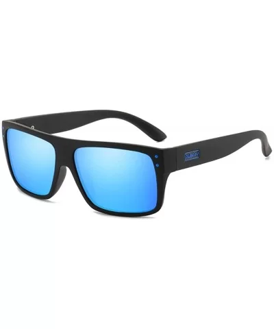 Unisex Polarized Sunglasses UV Protection Retro Rectangular Sun Glasses For Men & Women D912 - Black/Blue - C8194OGOK9Y $26.9...