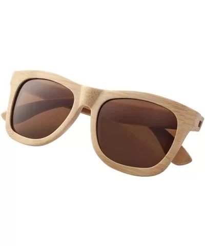 Bamboo Wood Polarized Sunglasses For Men & Women - Temple Carved Collection Pack with Wood Case - Tea - CZ18TAUUZE7 $19.98 Sq...