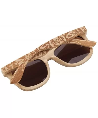 Bamboo Wood Polarized Sunglasses For Men & Women - Temple Carved Collection Pack with Wood Case - Tea - CZ18TAUUZE7 $19.98 Sq...